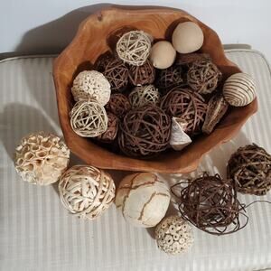 Natural Tones Vase Bowl Filler Decorative Balls Orbs 24 Pieces